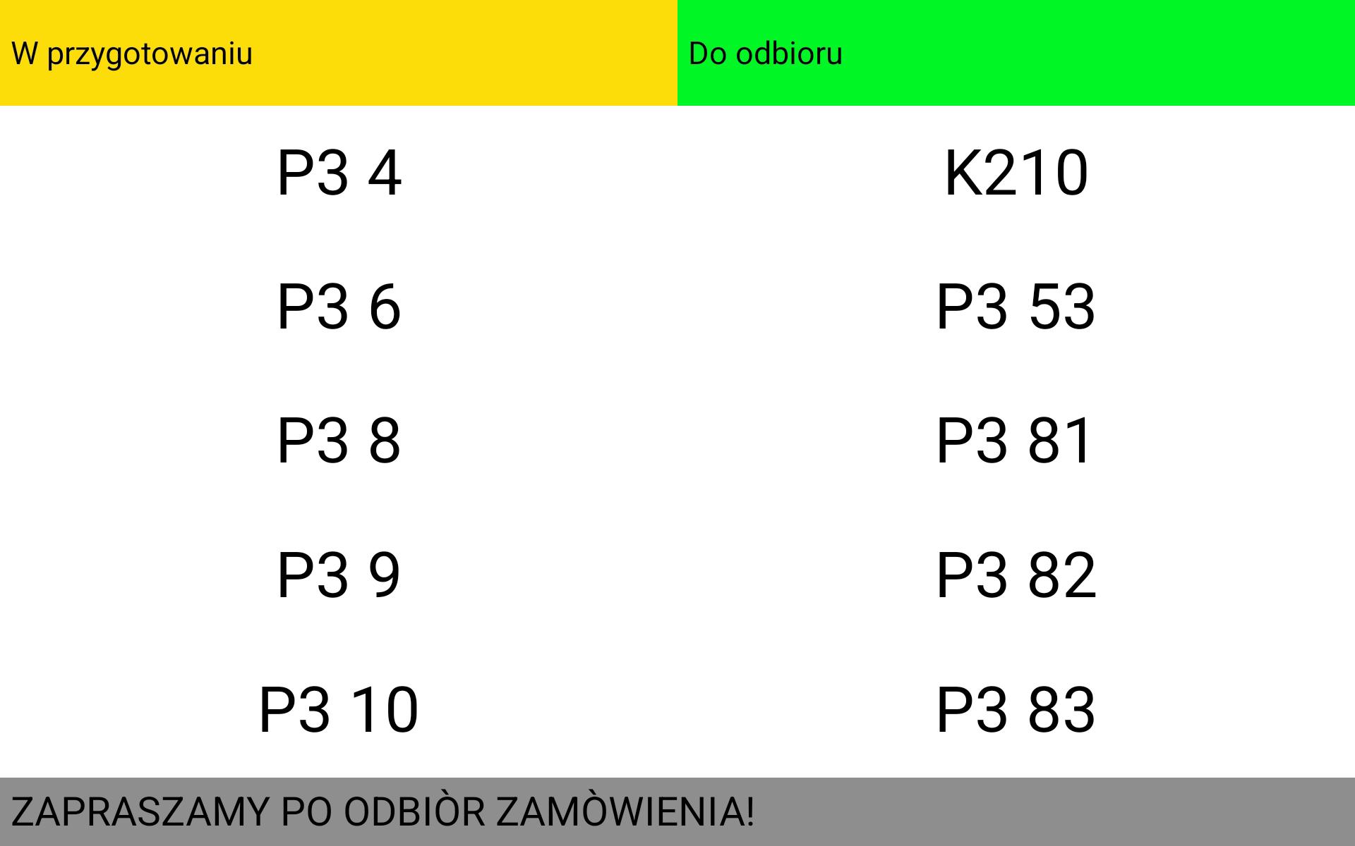 KDS Order Number